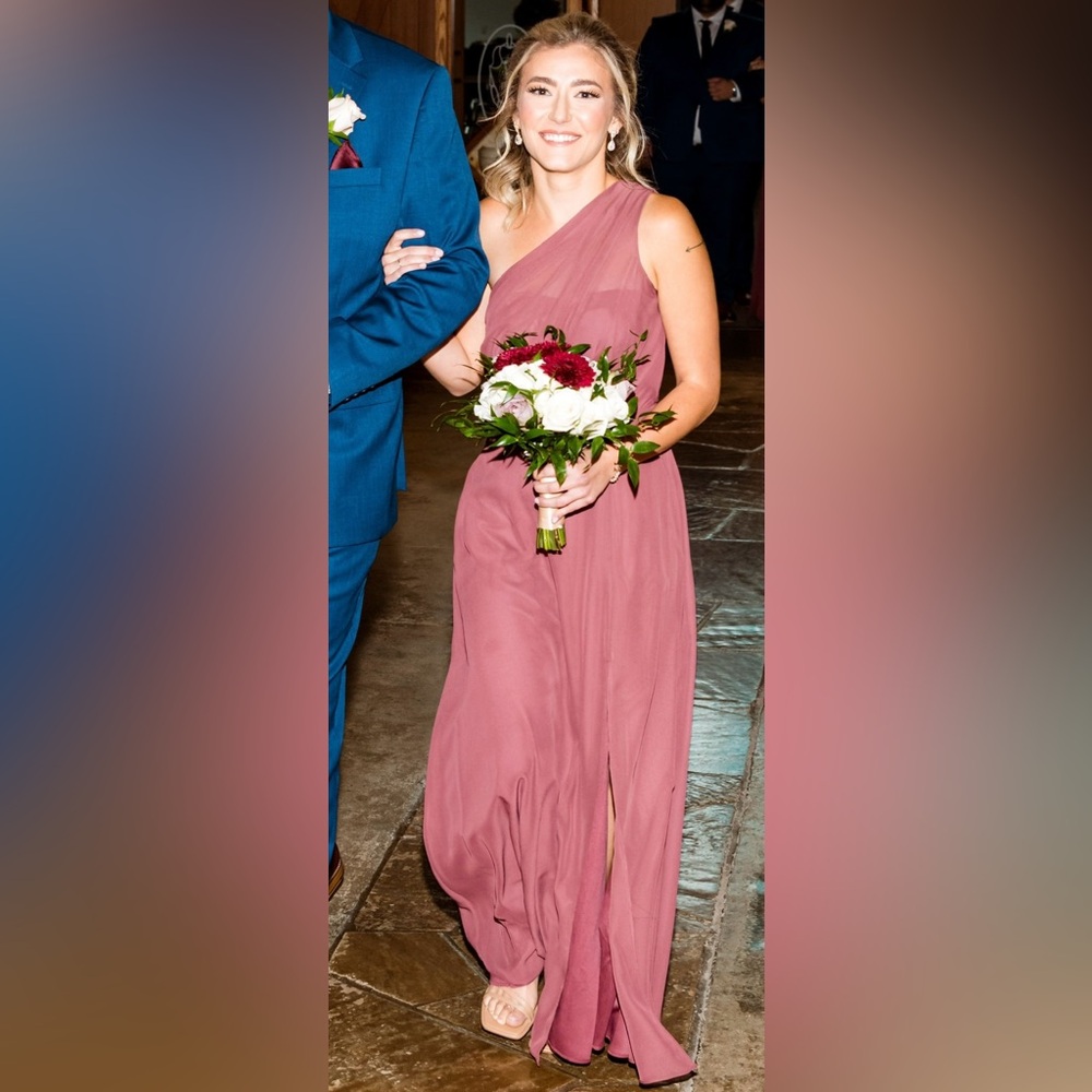 Birdy Grey Kira Bridesmaid Dress -  Chiffon in Dark Mauve, Size XS, with Slit